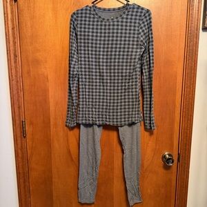 CuddlDuds Loungewear Pajamas Medium Set Plaid Grey